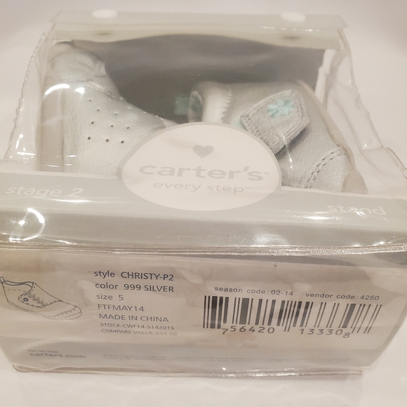 Silver leather first walking shoes - Picture 2 of 8